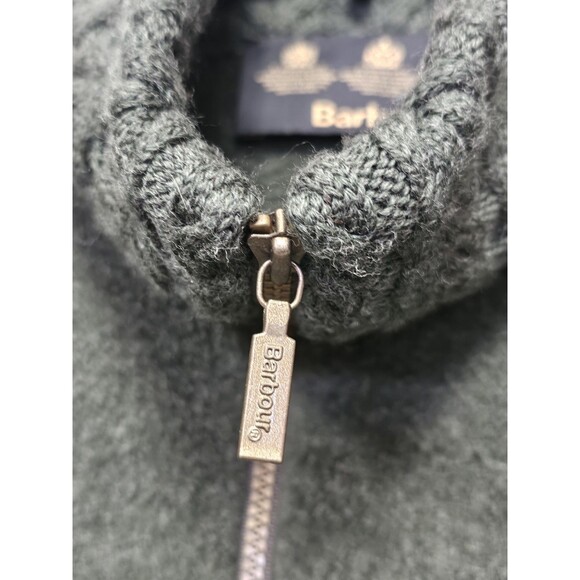 Barbour Womens Cardigan Size 14 Soft Cable Knit Full Zip Sweater 100% Wool Green - Picture 11 of 16